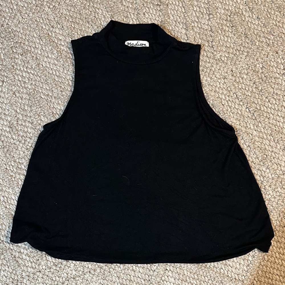 Madison & Berkeley Black Trapeze Mock Neck Top